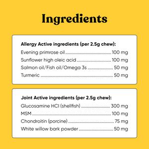 Embark allergy supplement for dogs and joint supplement for dogs ingredients